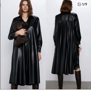 Zara faux leather Black Coat/Dress